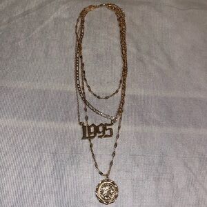 Layered Necklace with Coin & 1995 Charm